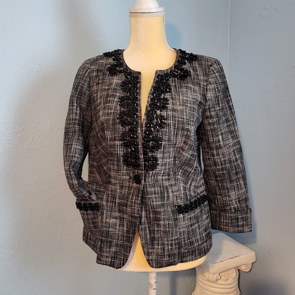 💥 NWOT Talbots tweed beaded Blazer jacket A54